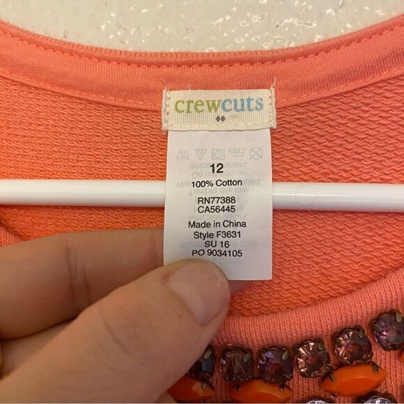 Crewcuts J Crew Girls orange cozy t Shirt Dress necklace embellishment 12 - Picture 9 of 10